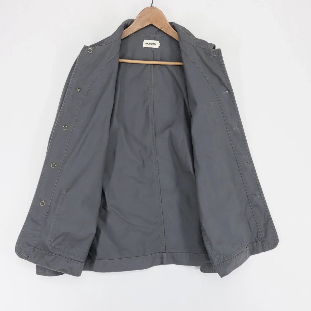Taylor Stitch Ojai Jacket Mens 38 Small Gray Chore Coat Cotton Button Up Utility